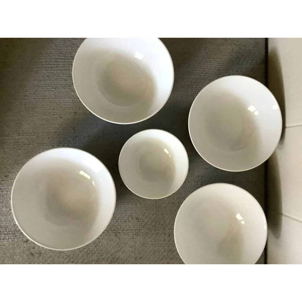 SET OF 5 - IKEA WHITE 12011 STONEWARE 6 1/4
